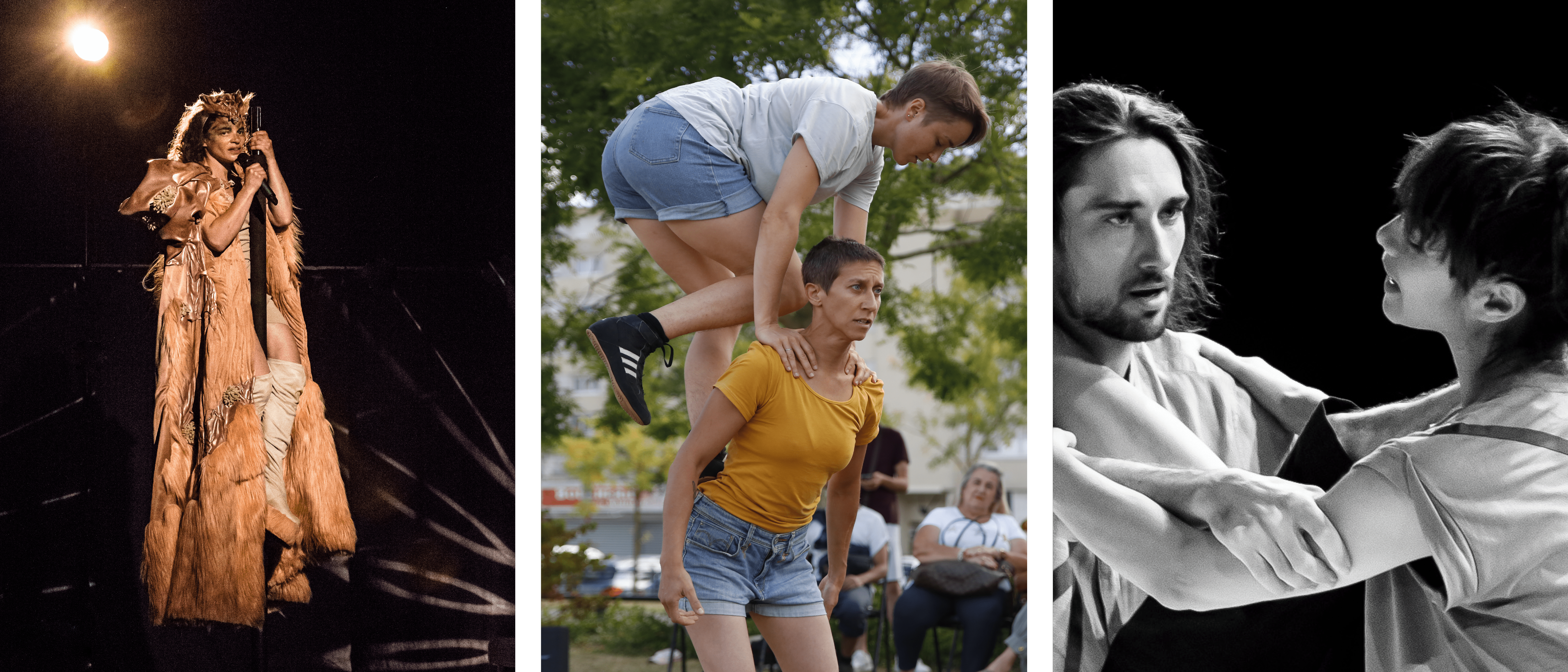 de g. à d. : Dicklove © Fabien Buring - Passing Swiftly © Clémence Leleu - EQUALITY! © Miriam Tamayo