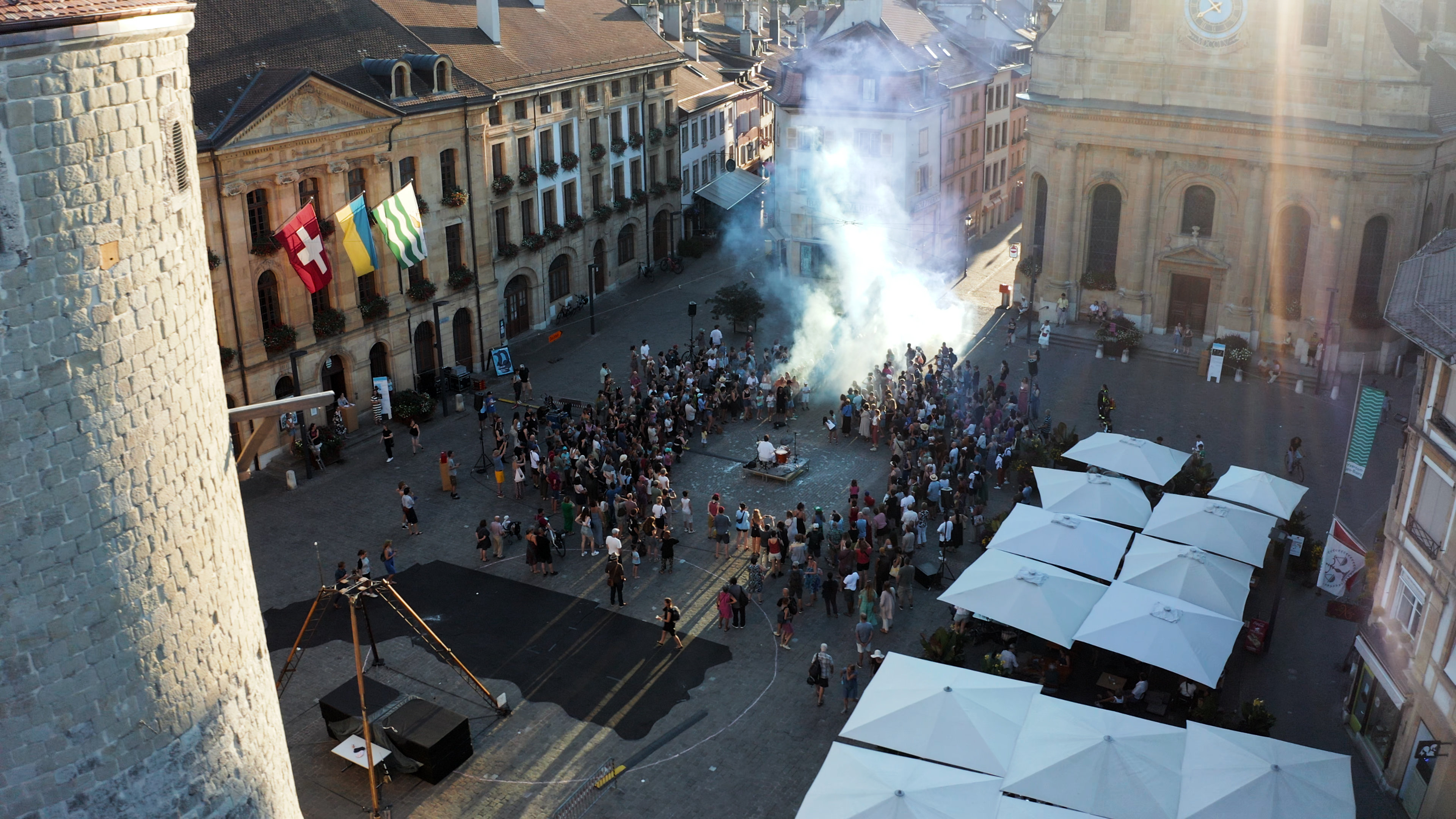 photo du centre ville d'Yverdon durant Le Castrum